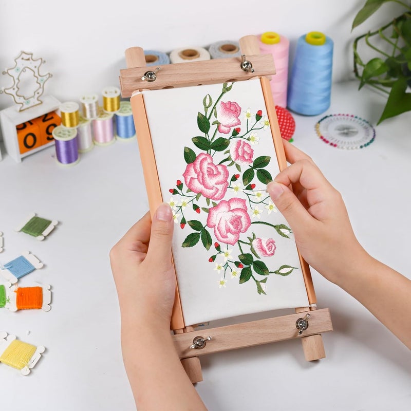 GuoFa Embroidery Tapestry Scroll Frame, Mini Cross Stitch Frame, Scroll Embroidery&Quilting Holder for Cross Stitch, Needlepoint, and Sewing Projects (12.6inch*9inch) - Image 5